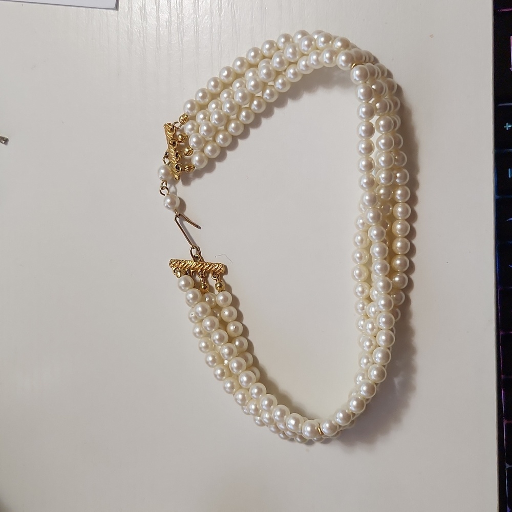 Faux Pearl Chocker, CZ Statement Necklace, Choker Stone Necklace all 3